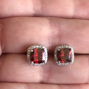 Ruby Princess Cut Studs